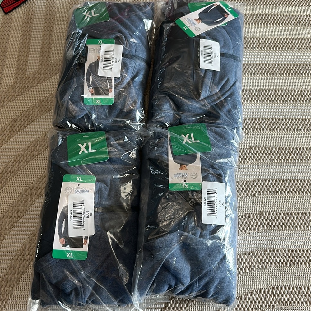 Bundle lot 4 New XL Mens Mondetta lightweight fleece quarter zip